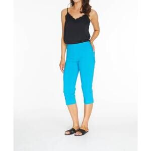 NEW SLIMSATION BY MULTIPLES wrinkle-resistant incoming capri in turquoise